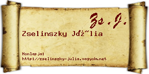 Zselinszky Júlia névjegykártya